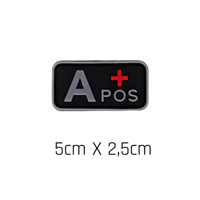 Patch de Tipo Sanguíneo (A+, B+, AB+, O+, A-, B-, AB-, O-) Preto / Cinza
