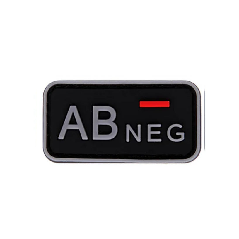 Patch de Tipo Sanguíneo (A+, B+, AB+, O+, A-, B-, AB-, O-) Preto / Cinza
