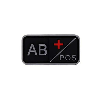 Patch de Tipo Sanguíneo (A+, B+, AB+, O+, A-, B-, AB-, O-) Preto / Cinza