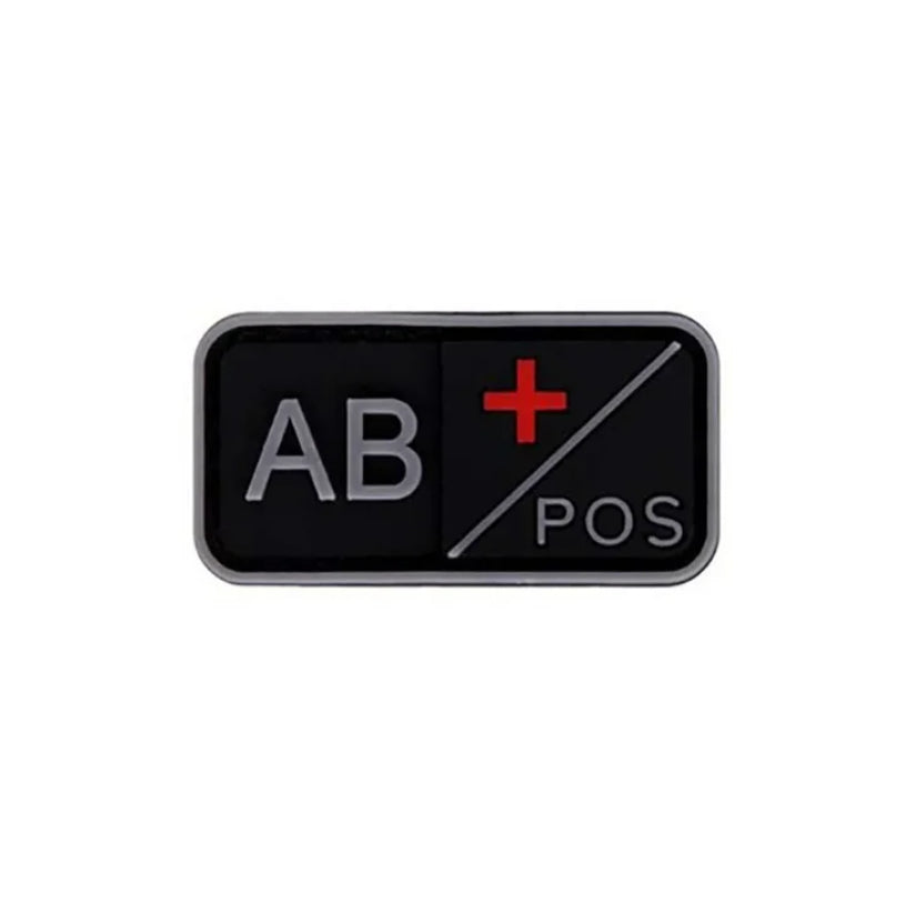 Patch de Tipo Sanguíneo (A+, B+, AB+, O+, A-, B-, AB-, O-) Preto / Cinza